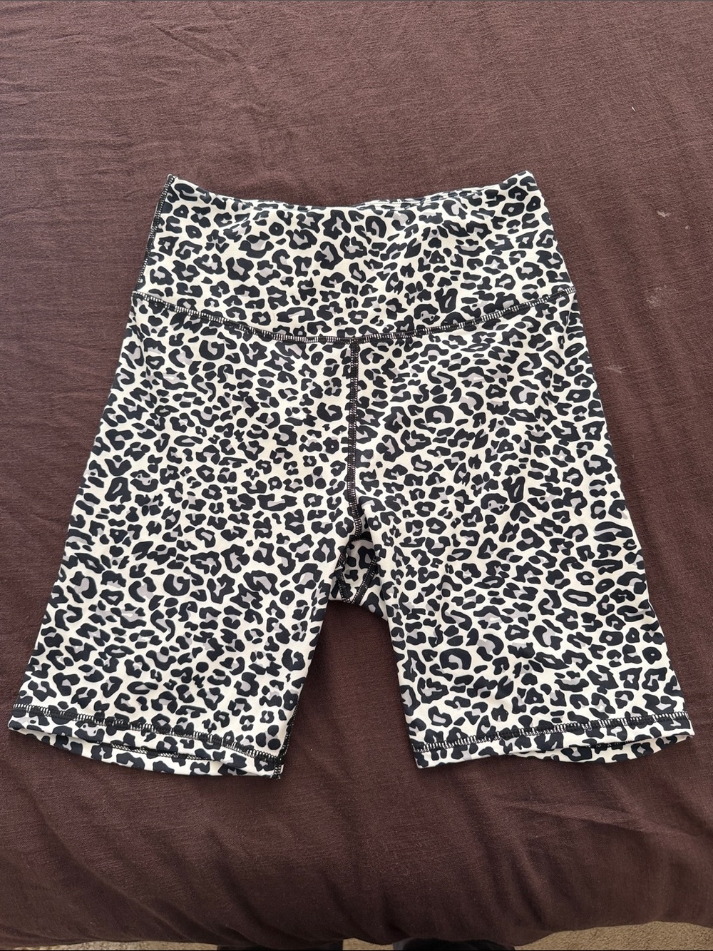 High-Rise Leopard Print Women’s Bike Shorts - Black & Cream